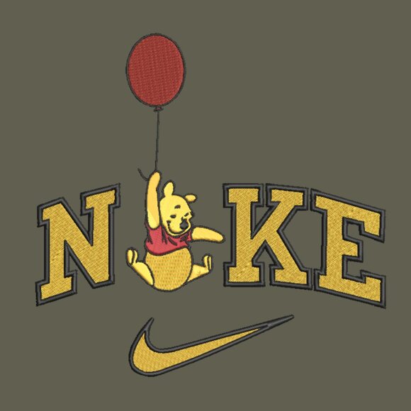 Nike Winnie The Pooh Embroidered Adult Unisex Crewneck Sweatshirt Balloon Gold - Picture 3 of 13